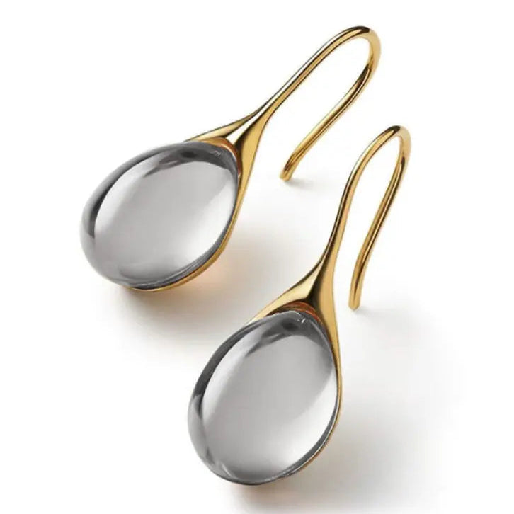 Kristýna - Boucles d'oreilles pendantes en cristal doré et argenté