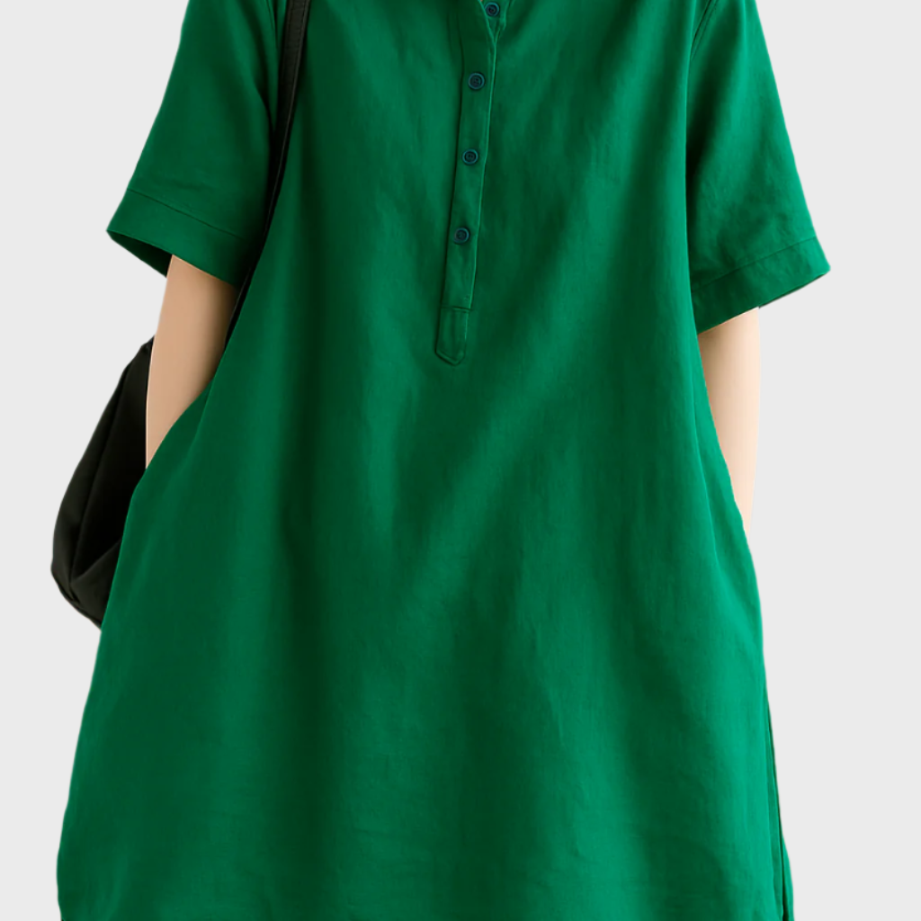 Robe Chemisier en Lin Style Décontracté