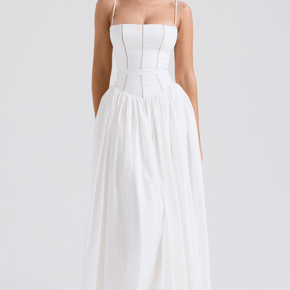 Maxi Robe à Fines Bretelles avec Imprimé Floral