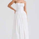 Maxi Robe à Fines Bretelles avec Imprimé Floral