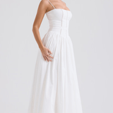 Maxi Robe à Fines Bretelles avec Imprimé Floral