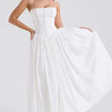 Maxi Robe à Fines Bretelles avec Imprimé Floral