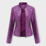 Veste Courte en Cuir Moderne avec Zip