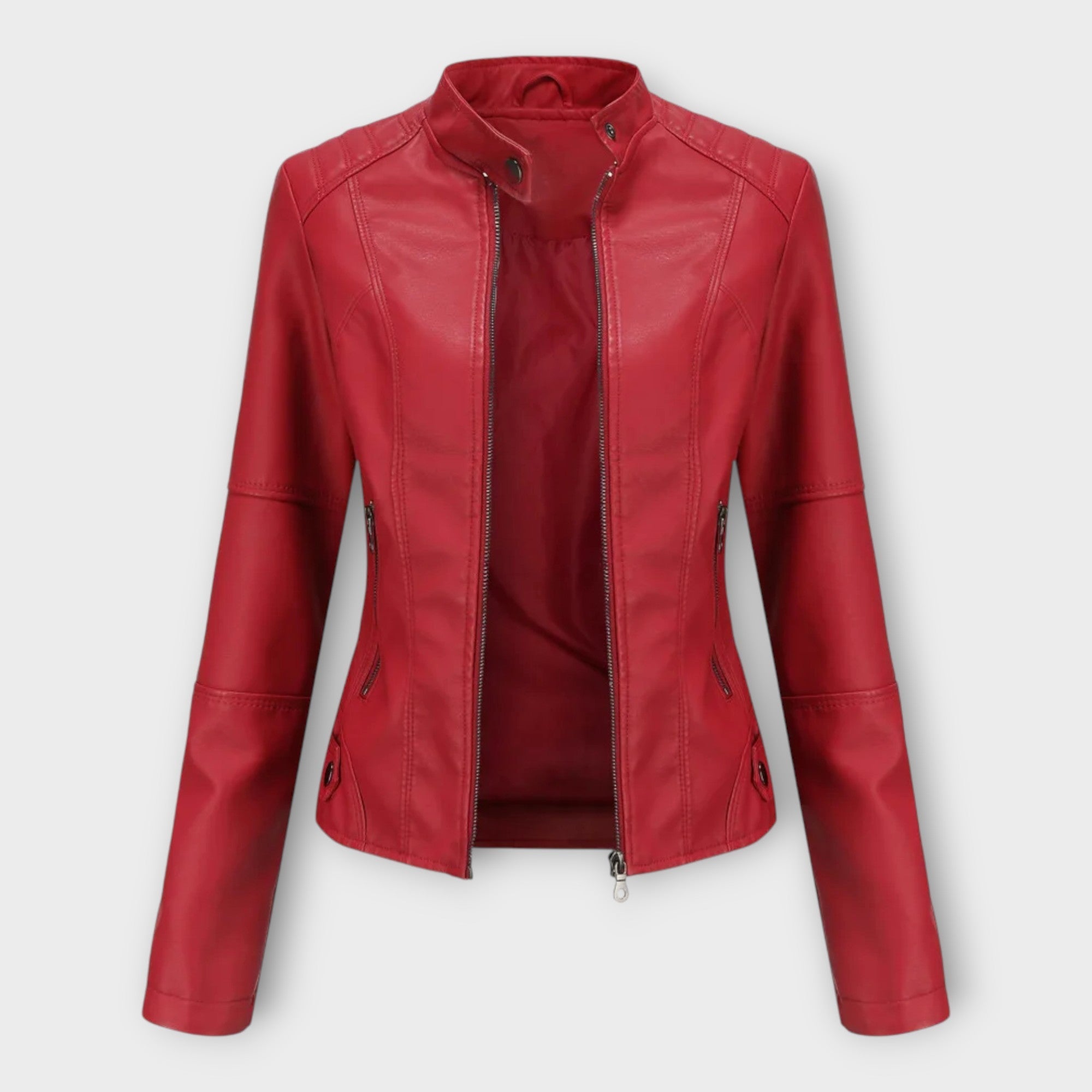 Veste Courte en Cuir Moderne avec Zip