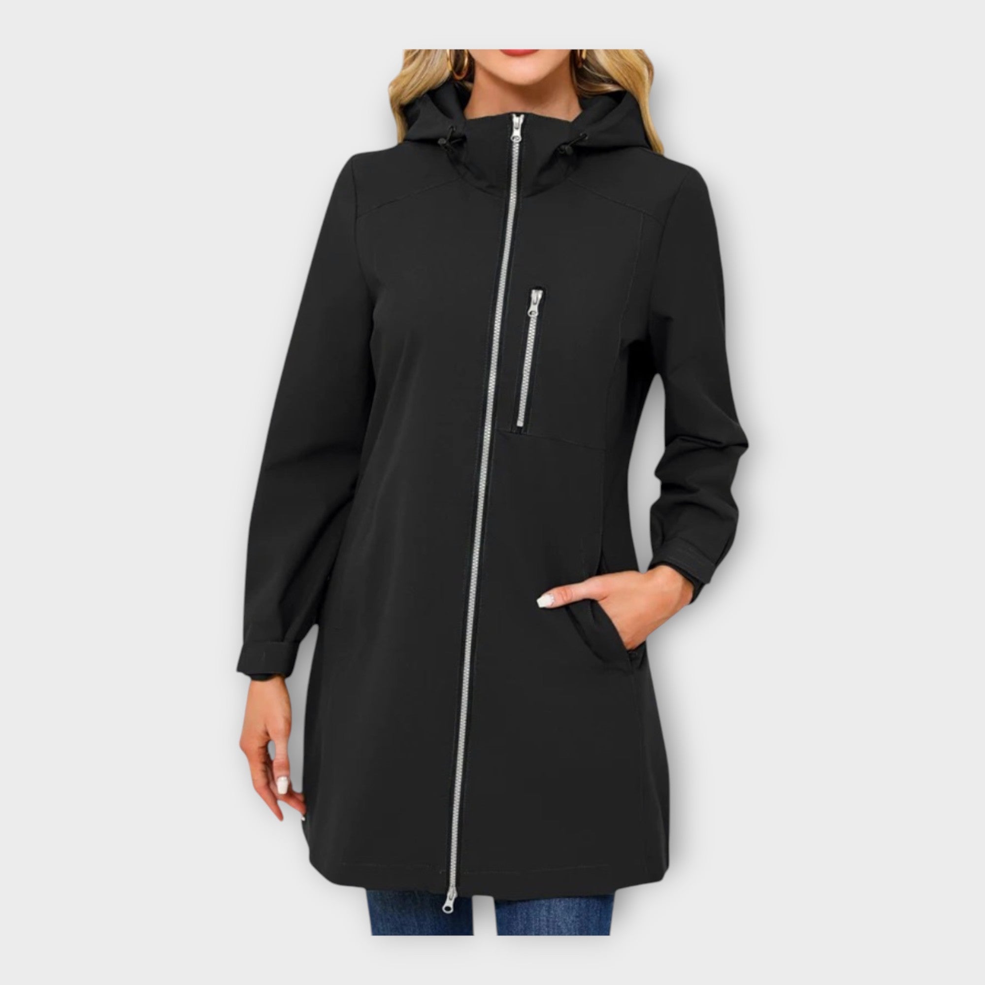 Longue Veste Imperméable avec Capuche