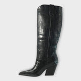 Bottes Élégantes à Motif Croco avec Talon Chic
