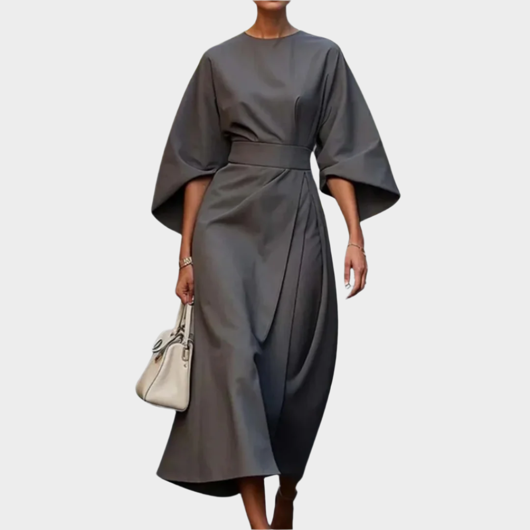 Robe Chic Minimaliste avec Ceinture et Manches Amples