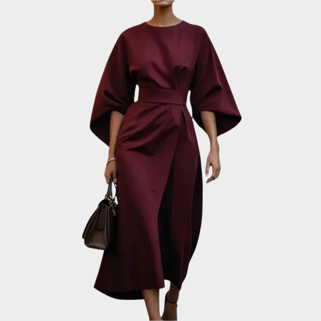 Robe Chic Minimaliste avec Ceinture et Manches Amples