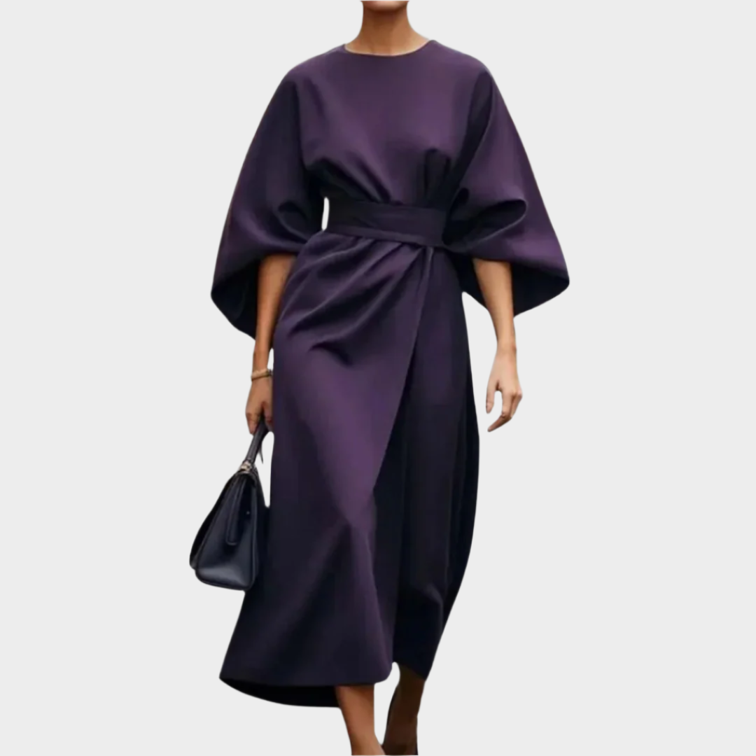 Robe Chic Minimaliste avec Ceinture et Manches Amples