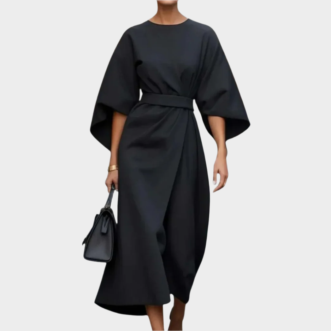 Robe Chic Minimaliste avec Ceinture et Manches Amples