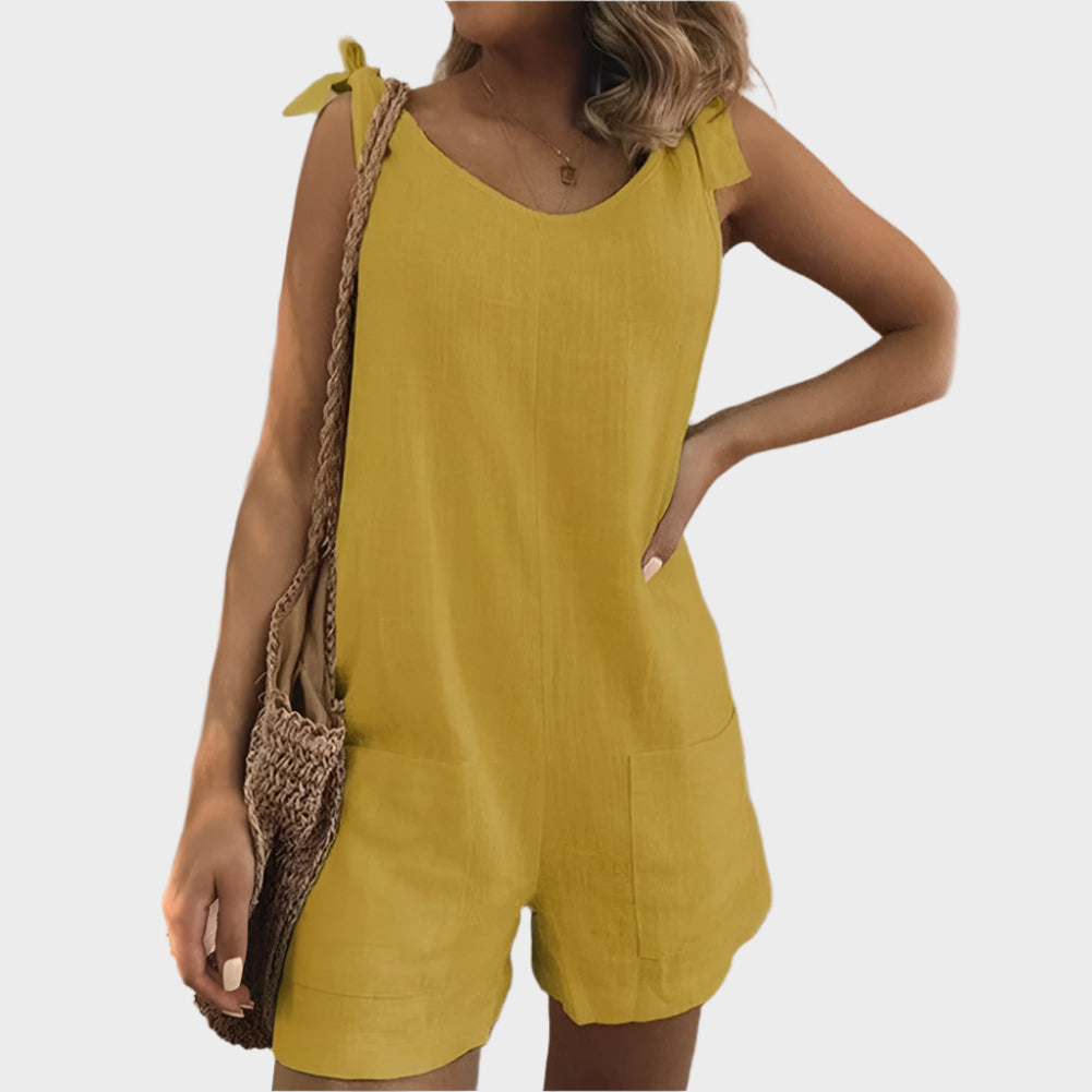 Salopette à Bretelles avec Noeud et Poches