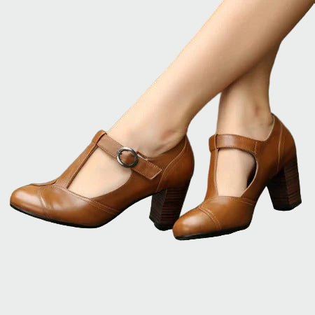 Racquel | Low T-Strap Heels