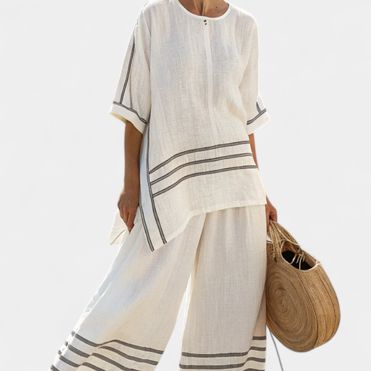 Salopette à rayures larges et design asymétrique - moderne et confortable