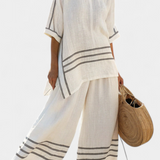 Salopette à rayures larges et design asymétrique - moderne et confortable