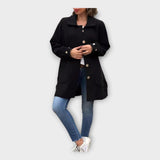 Longue Manteau Classique avec Détails en Boutons