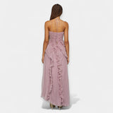 Robe Midi Lilas à Volants Ajustables