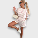 Ensemble Blouse et Short à Rayures avec Motif