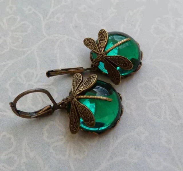 Marie-Sophie - Boucles d'oreilles en or vintage en forme de libellule