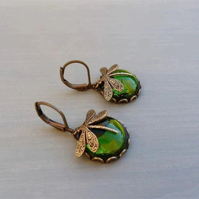 Marie-Sophie - Boucles d'oreilles en or vintage en forme de libellule