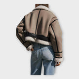 Veste en Cuir avec Doublure et Ceinture Ajustable