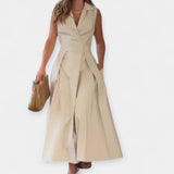 Robe Midi à Col Élégant