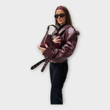 Veste en Cuir Ceinturée avec Détails Modernes