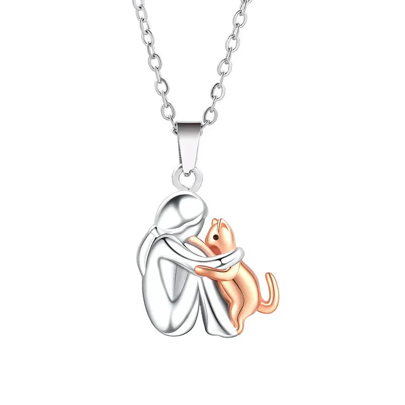 Collier avec pendentif chat câlin