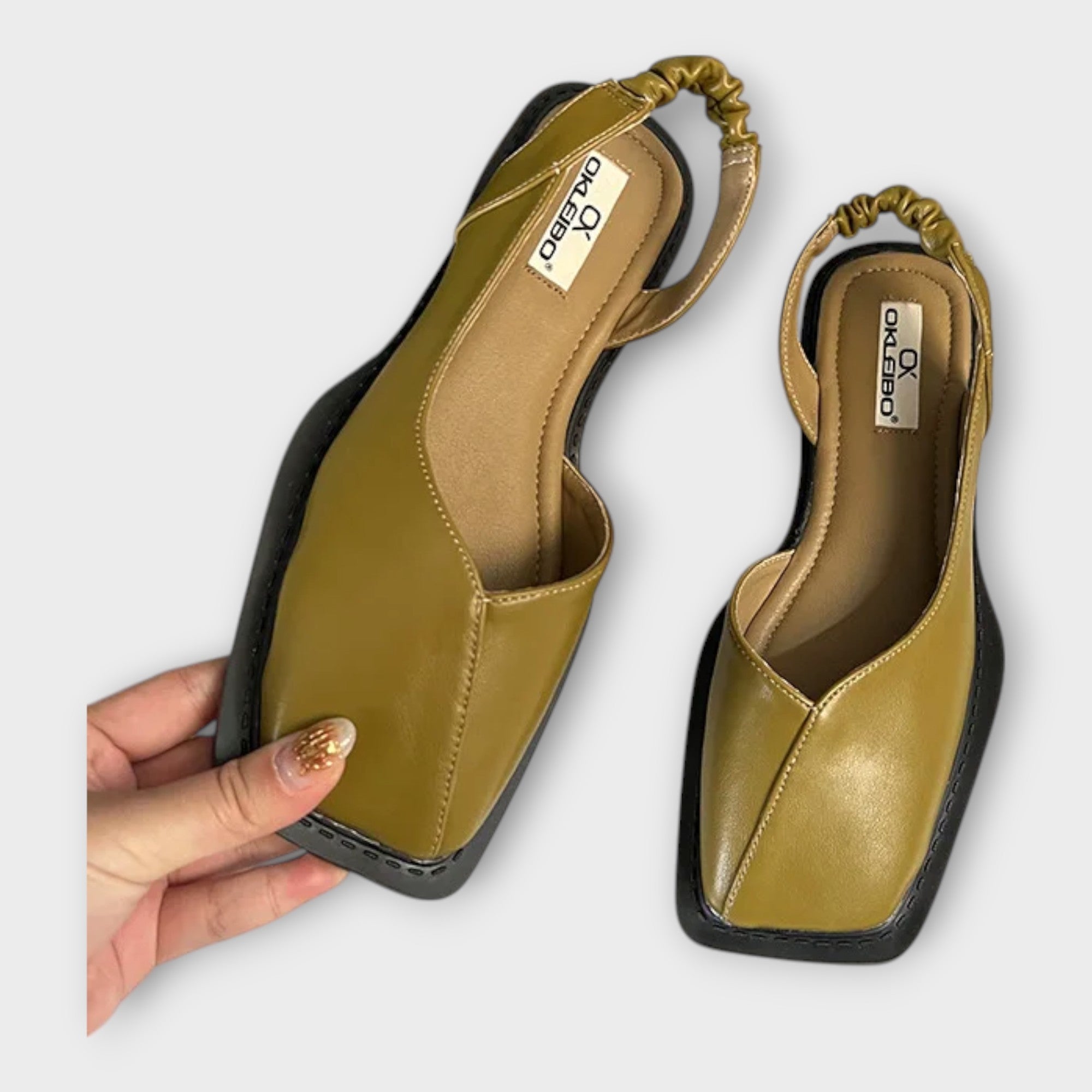 Similicuir Mocassins avec Talon Élastique