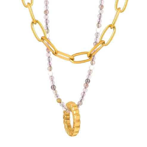 Luisa – Double Layer Gold Necklace with Pendant