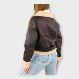 Veste en Cuir Contemporaine avec Doublure et Ceinture