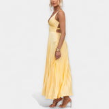 Robe Maxi Jaune avec Dos Décolleté