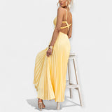 Robe Maxi Jaune avec Dos Décolleté
