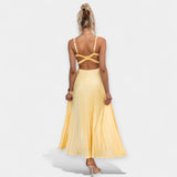 Robe Maxi Jaune avec Dos Décolleté