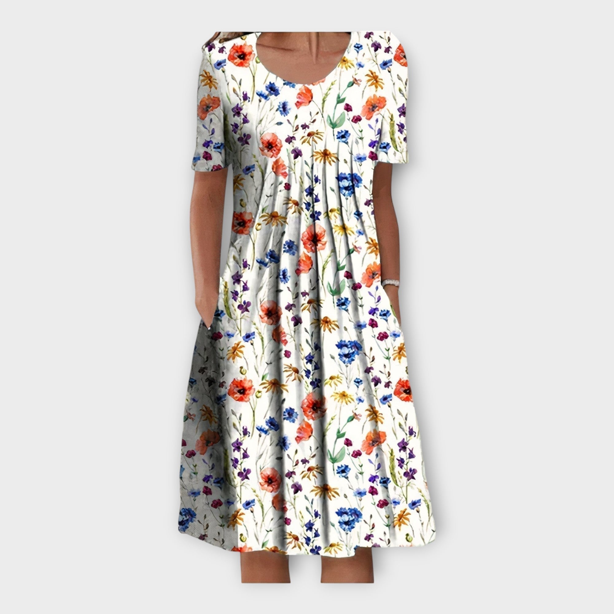 Robe Fleurie à Manches Courtes