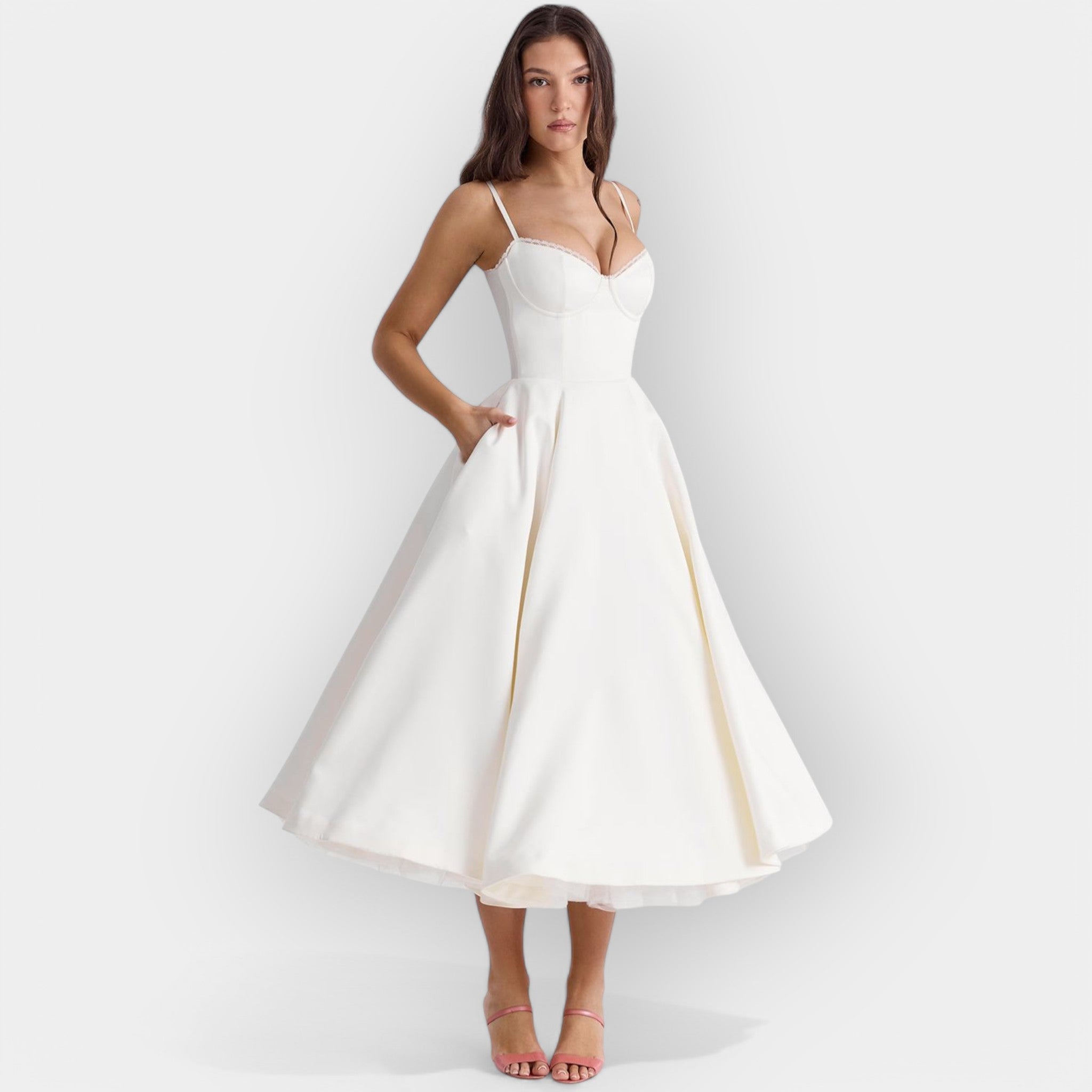 Robe Midi Blanche Minimaliste