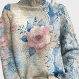 Pull Élégant à Col Roulé avec Détails en Dentelle