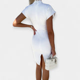 Élégante Robe Midi à Manches Courtes