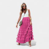 Jupe Boho avec Ourlet en Satin et Détails en Réseau