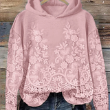 Pull à capuche décontracté avec motif floral en 3D