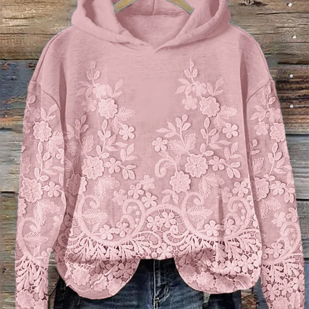 Pull à capuche décontracté avec motif floral en 3D