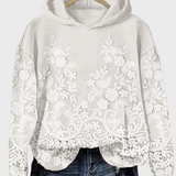 Pull à capuche décontracté avec motif floral en 3D