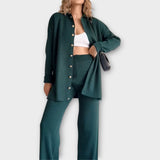 Ensemble Élégant avec Détails Côtelés