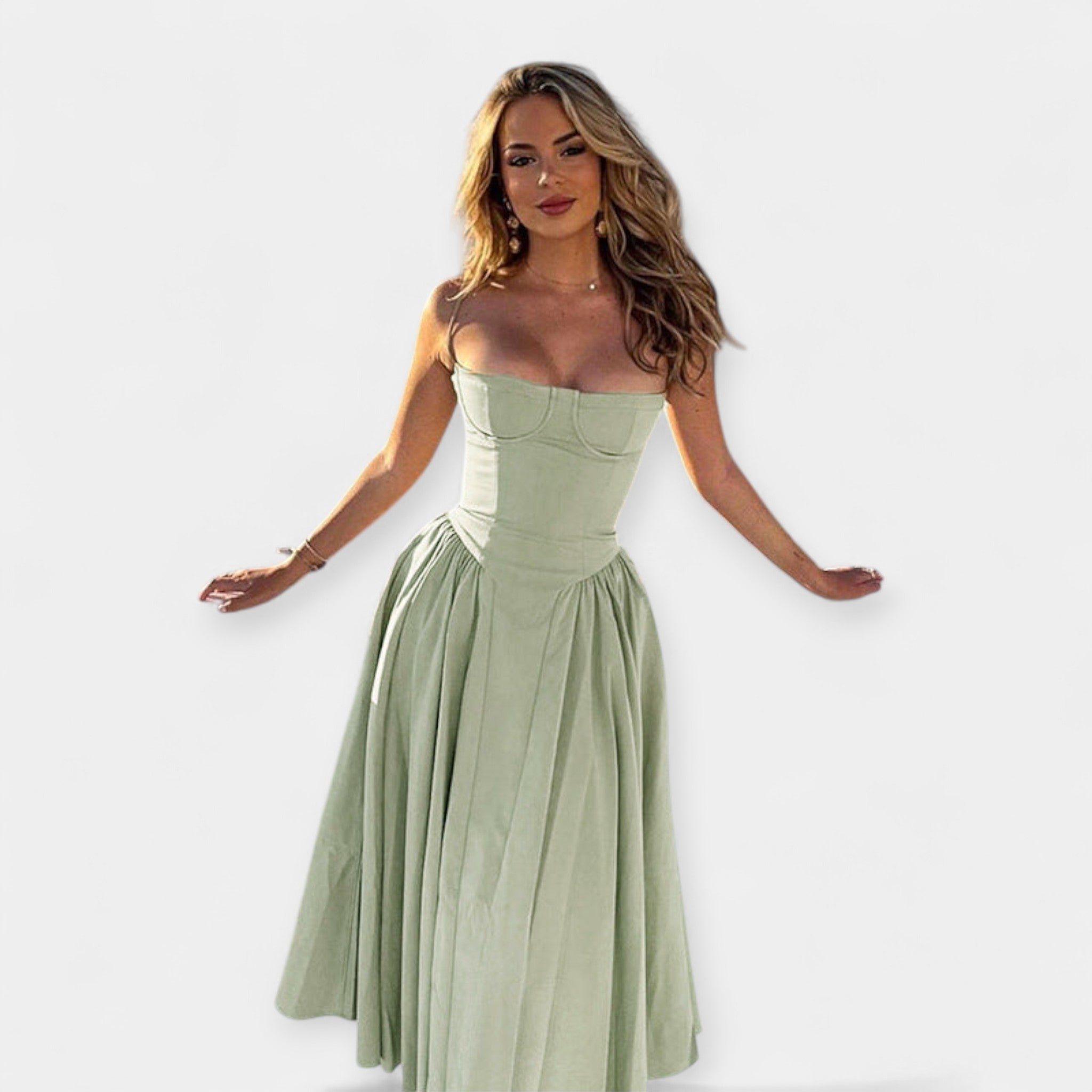 Robe Midi Vintage à Fines Bretelles