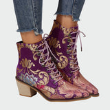 Cuir Bottines Fleurs