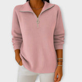 Pull Tricoté avec Zip et Col Chic