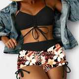 Tropical Print High-Waisted Bikini