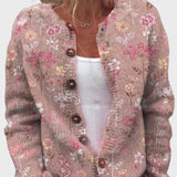 Élégant Gilet Tricoté à Motif Floral