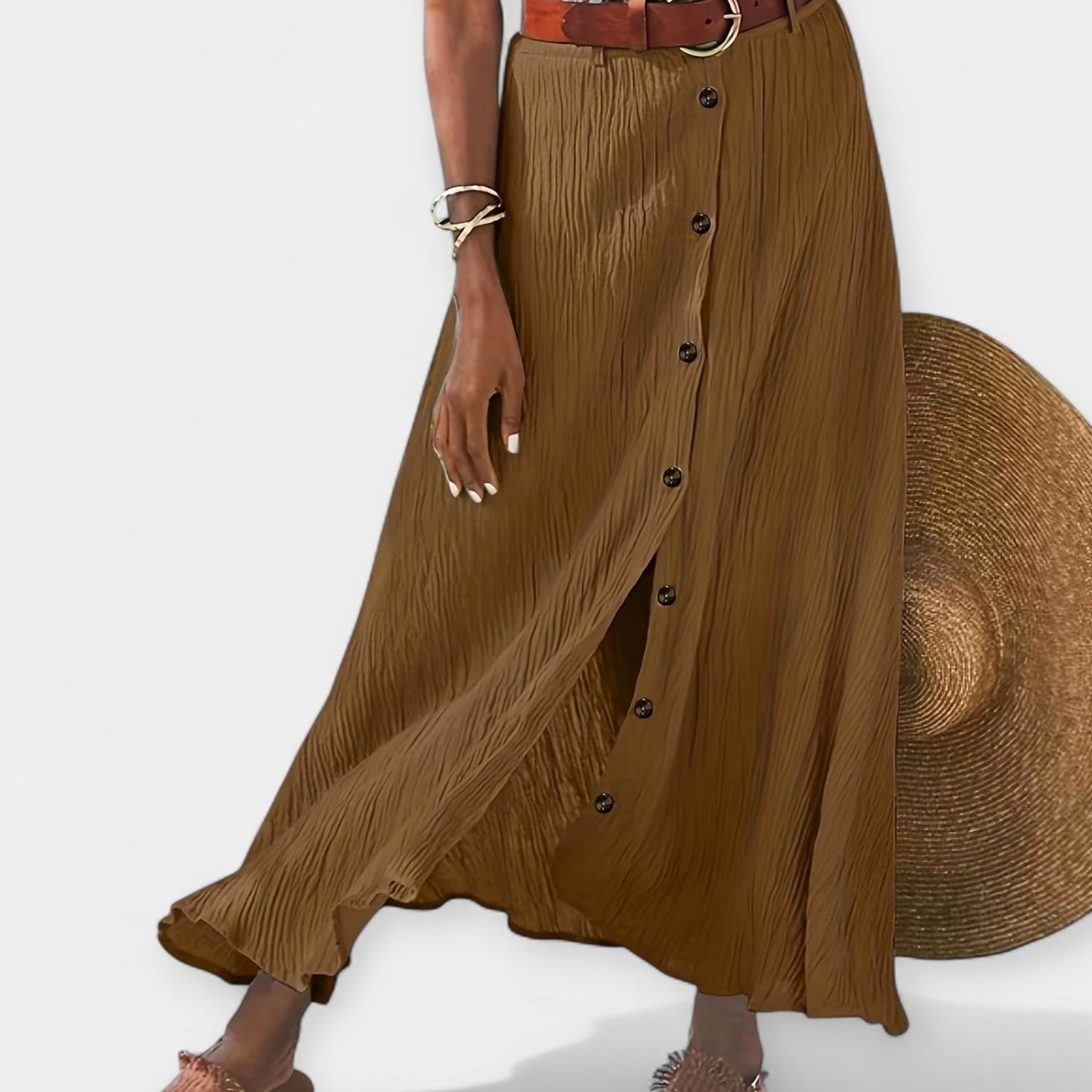 Jupe Midi Semi-Transparente à Fente