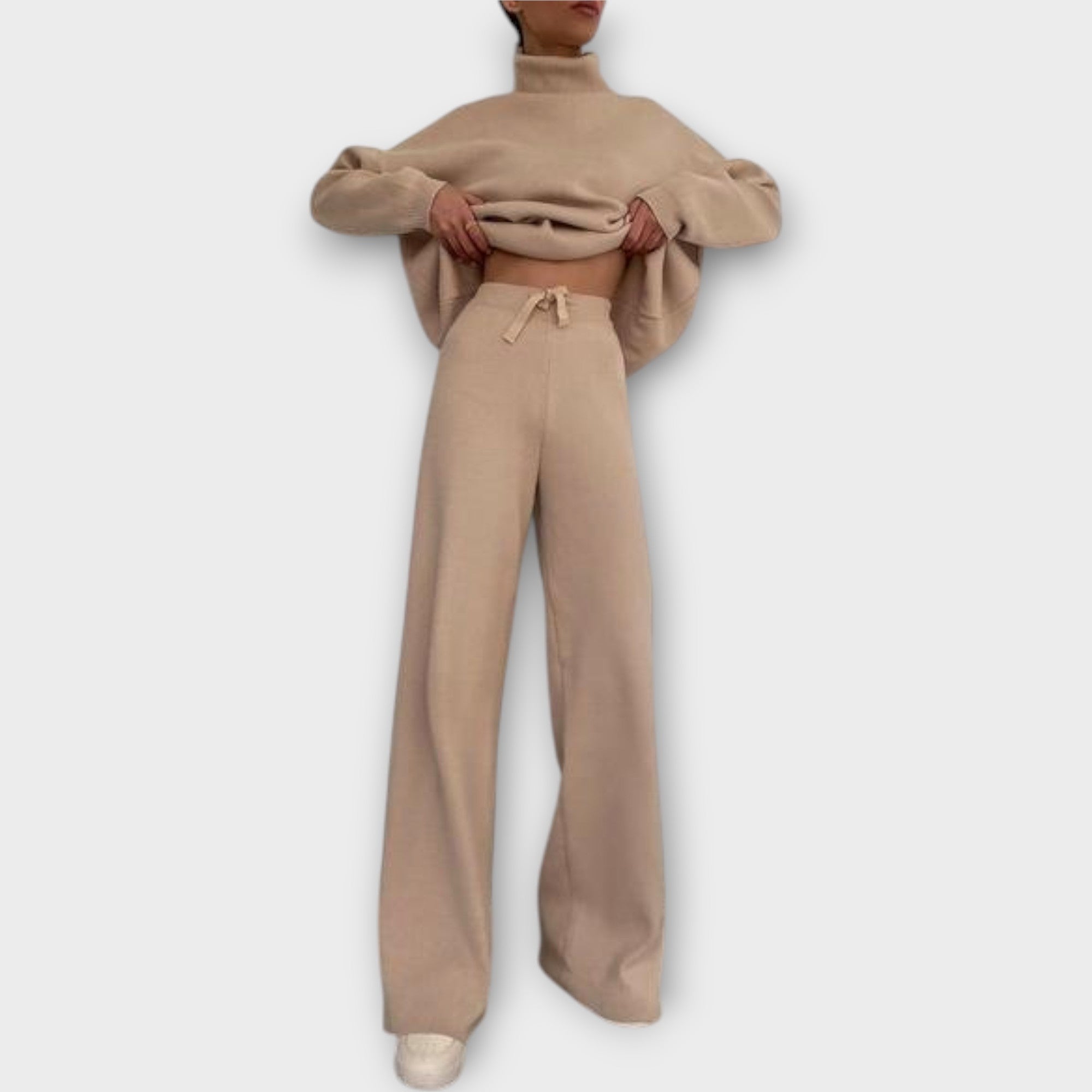 Ensemble Tricoté à Col Roulé avec Pantalon