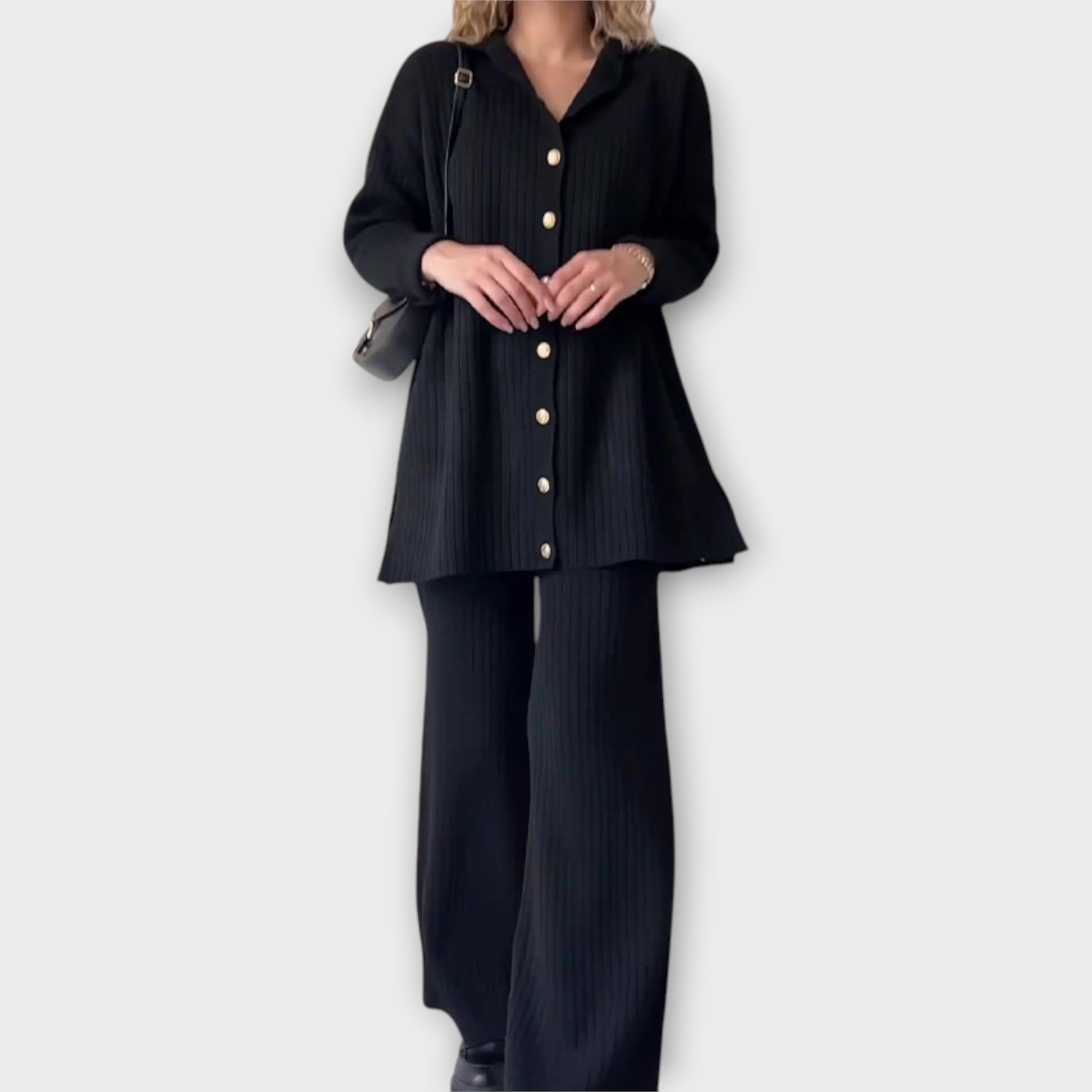 Ensemble Élégant avec Détails Côtelés